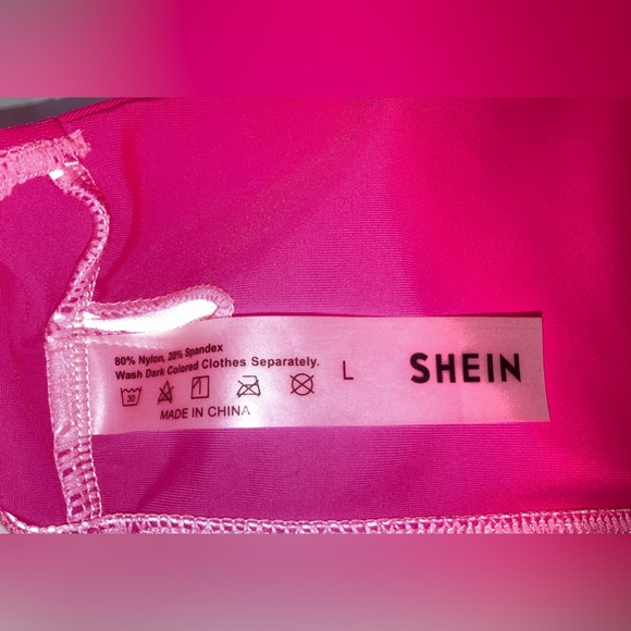 SHEIN 2Piece Frenchi Asymmetrical Top Hot Pink Bikini Set Hi Wasted Swimwear Lg - Picture 4 of 14